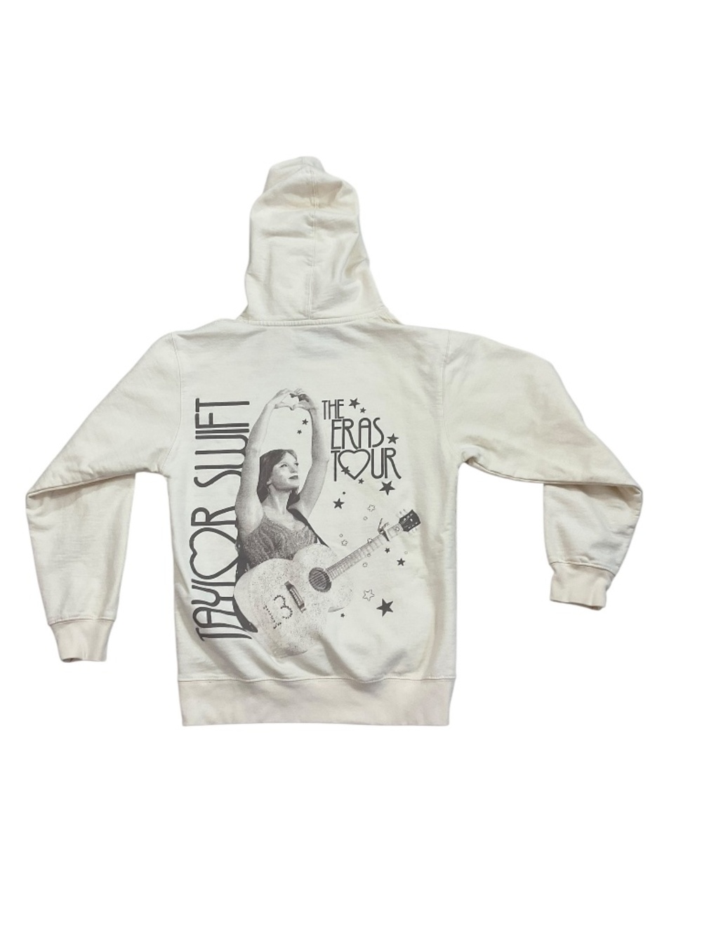 Taylor Swift The Eras Tour Cream Hoodie Guitar Back Graphic Size Small